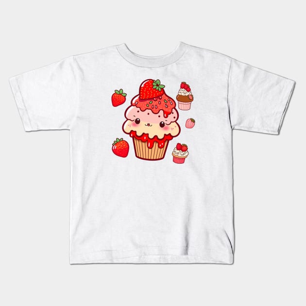 Straws And Berries Kids T-Shirt by Dandzo